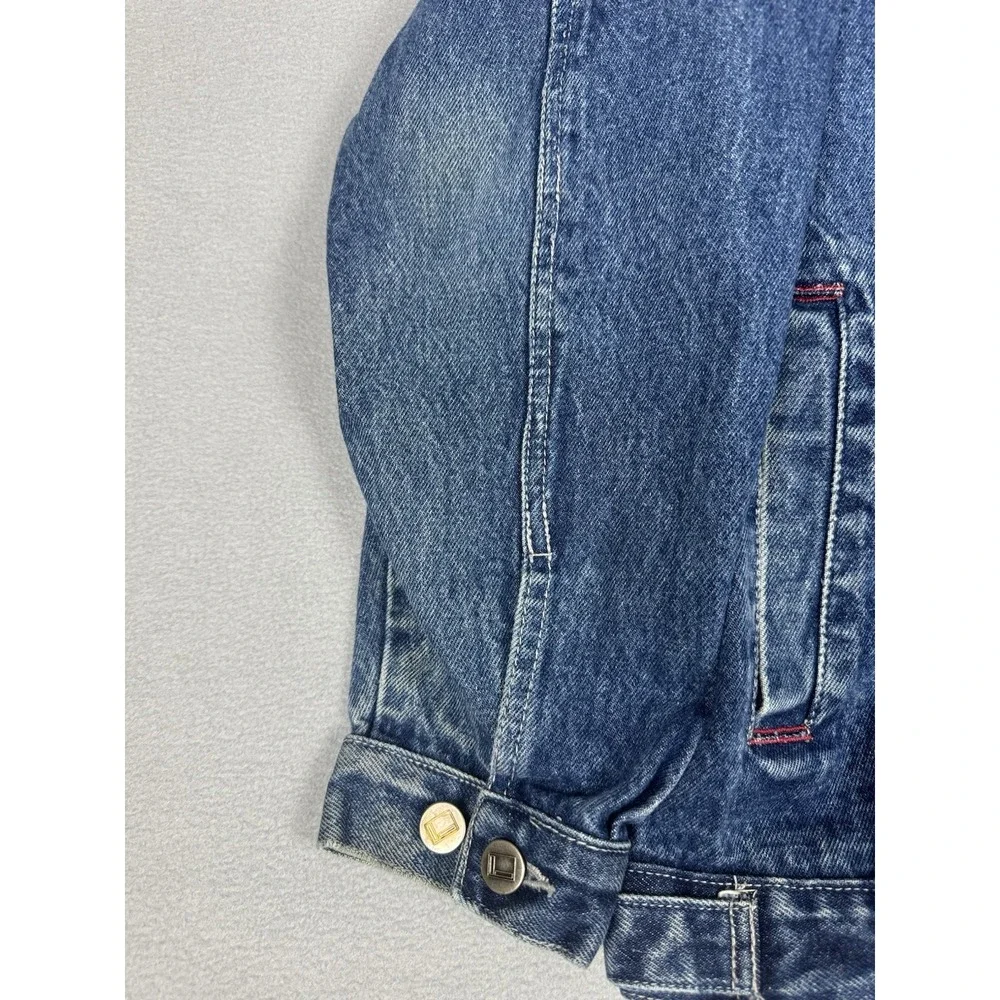 Vintage Fubu Collection Denim Blue Jean Trucker Jacket Pocket Button Mens XL Y2K